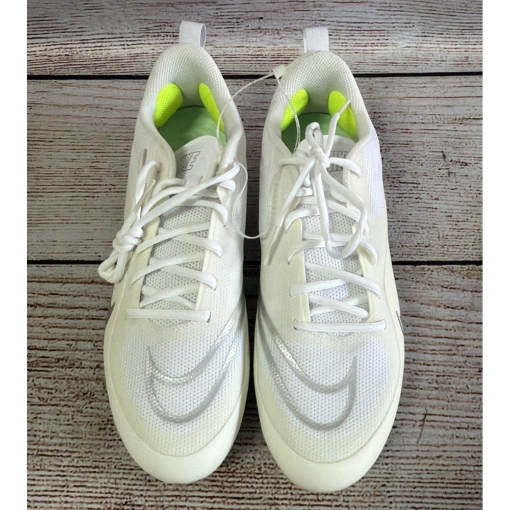Nike Alpha Huarache 8 Pro White Silver Lacrosse Cleats CW4439-100 Mens 10 NWOB